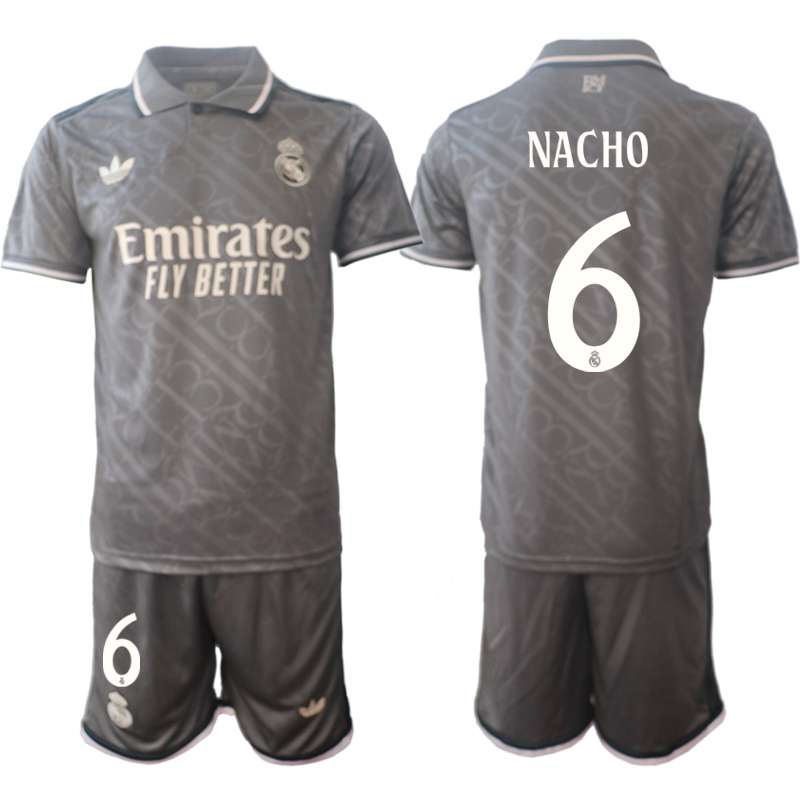 Men 2024-2025 Club Real Madrid away Grey #6 Soccer Jersey->real madrid jersey->Soccer Club Jersey